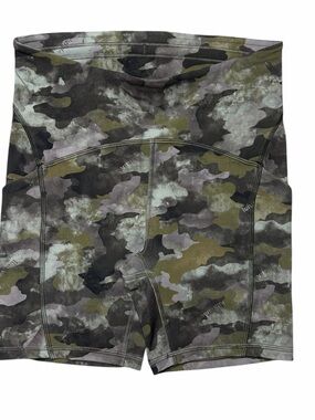 Lululemon Power Thru High Rise Shorts Heritage Camo Wash Juniper Green Sz4
